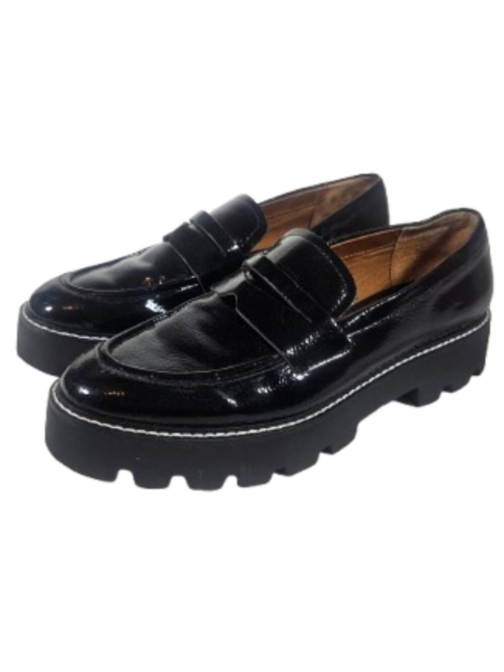 Franco Sarto Bazel Black Patent Loafers Women's Size 9 Platform Chunky